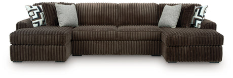 Midnight-Madness Chocolate 3-Piece Double Chaise Sectional from Ashley - Luna Furniture