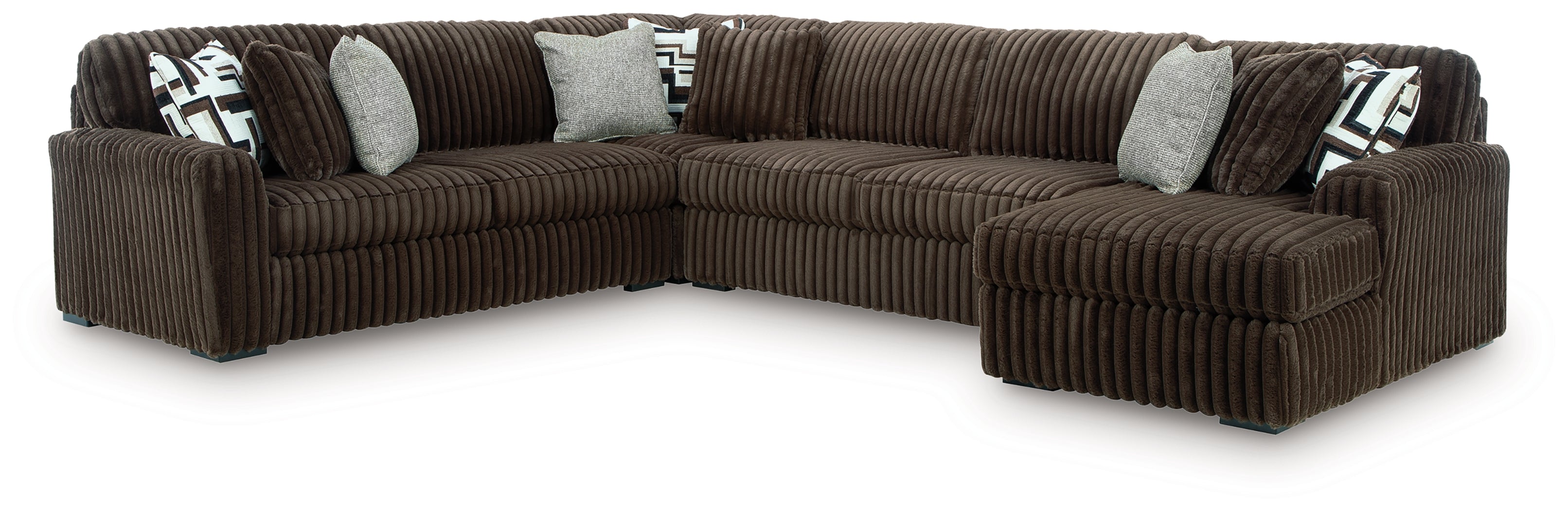 Midnight-Madness Chocolate 4-Piece RAF Chaise Sectional – Luna