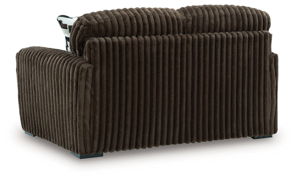 Midnight-Madness Chocolate Loveseat from Ashley - Luna Furniture