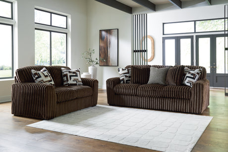 Midnight-Madness Chocolate Sofa and Loveseat from Ashley Furniture - Luna Furniture
