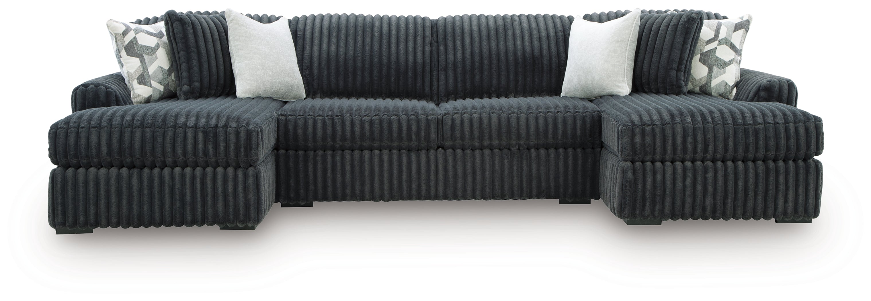 Midnight-Madness Gunmetal 3-Piece Double Chaise Sectional – Luna