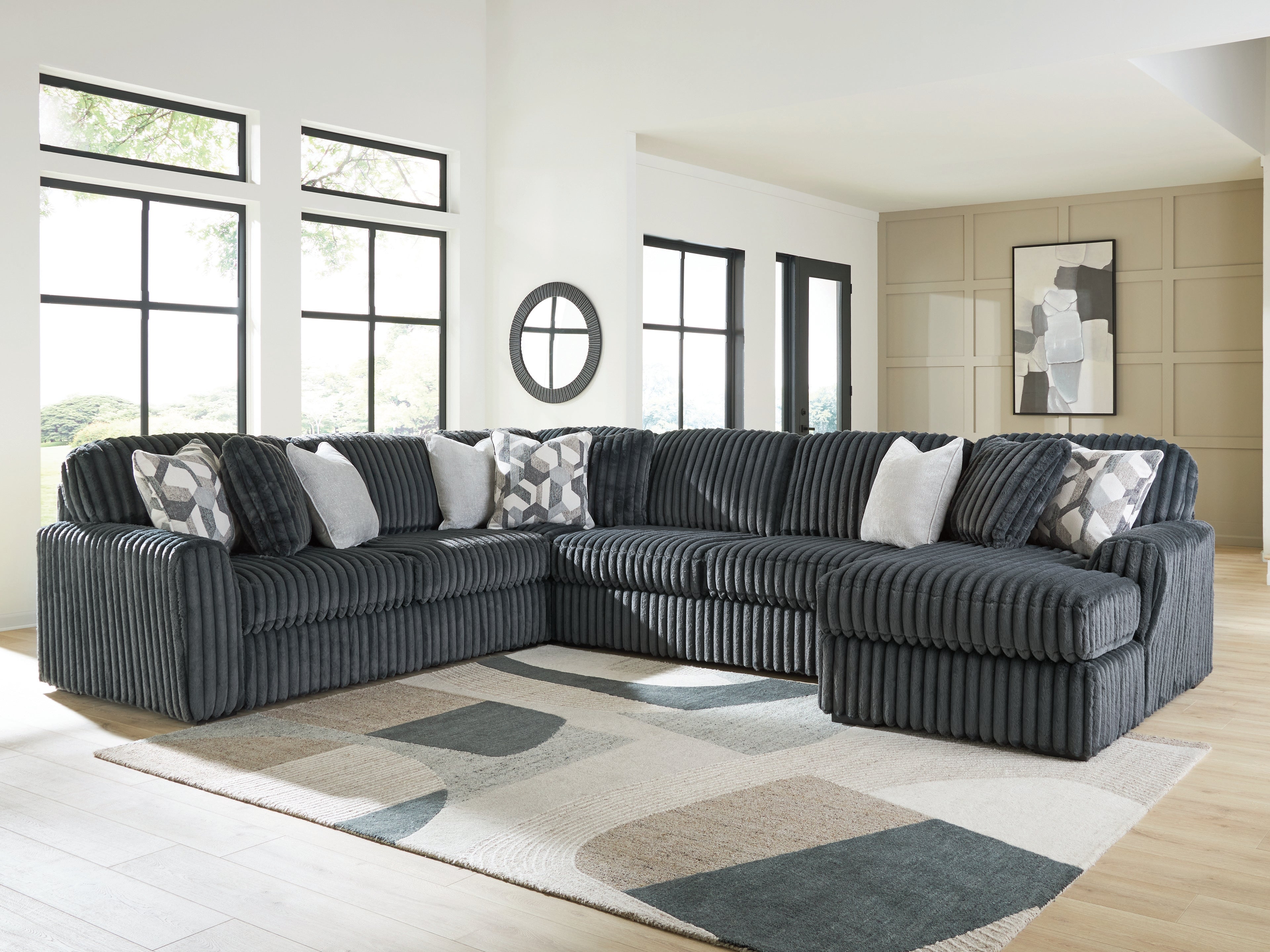 Slightly Nasty Modular 4U ⭐︎レア Ashley Midnight-Madness Gunmetal 4-Piece Sectional with Chaise