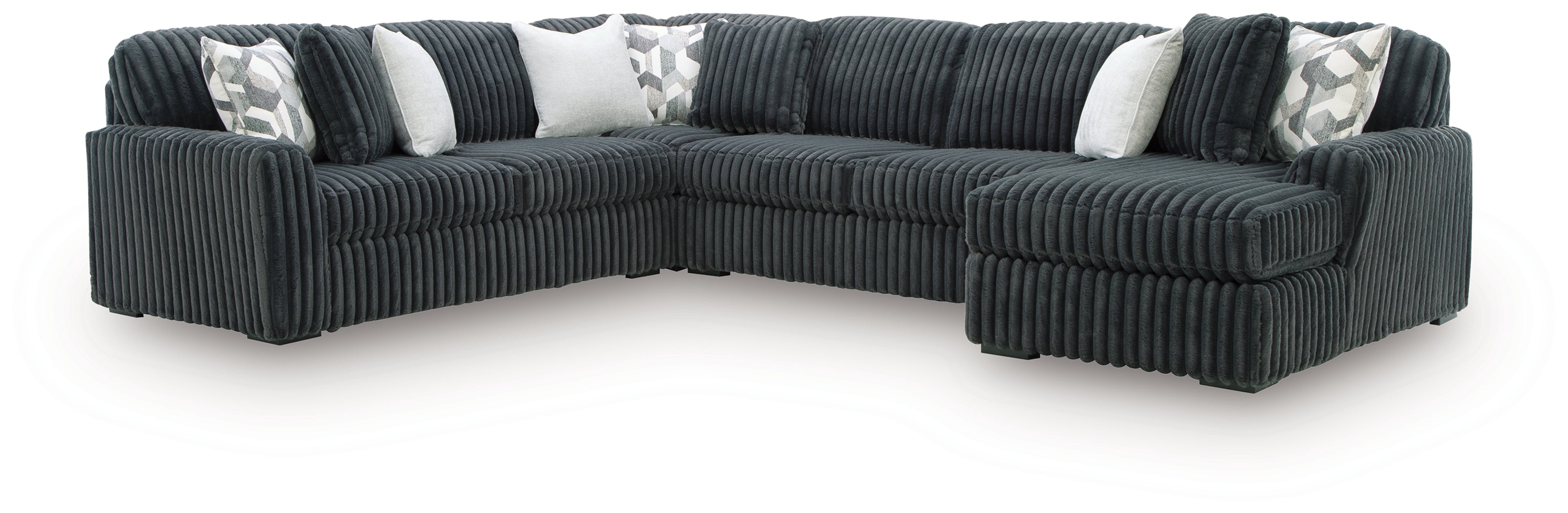 Ashley Midnight-Madness Gunmetal 4-Piece Sectional with Chaise