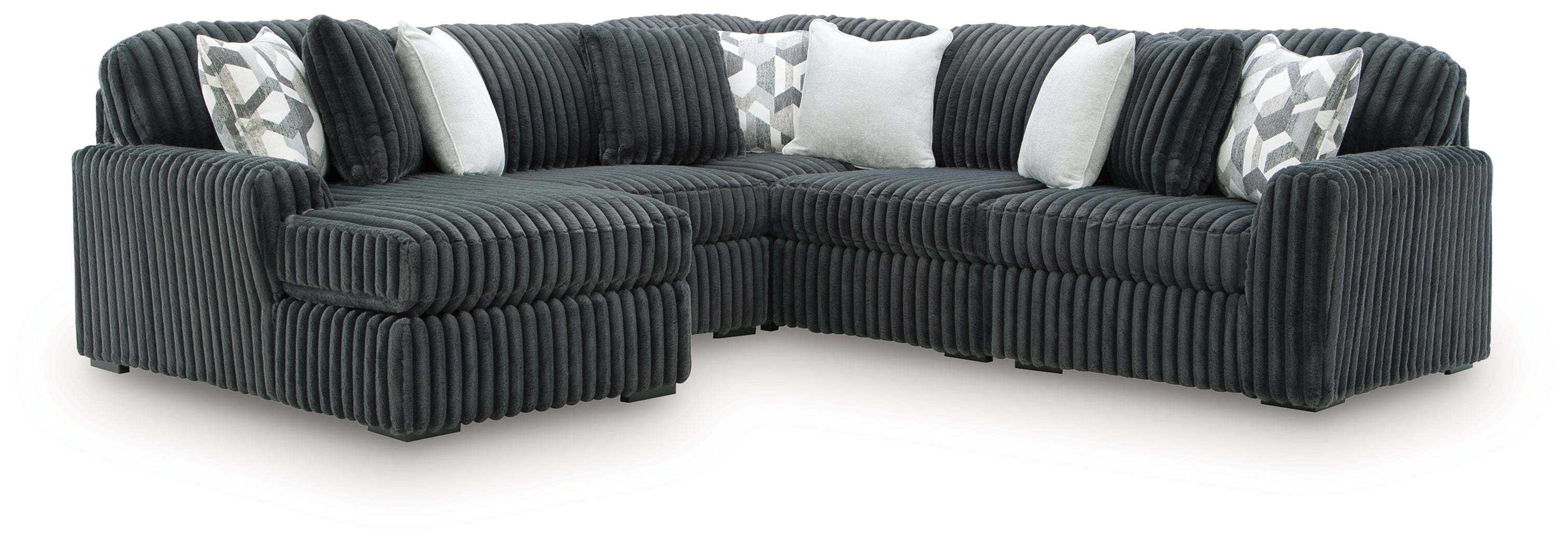 Ashley Midnight-Madness Gunmetal 5-Piece Sectional with Chaise