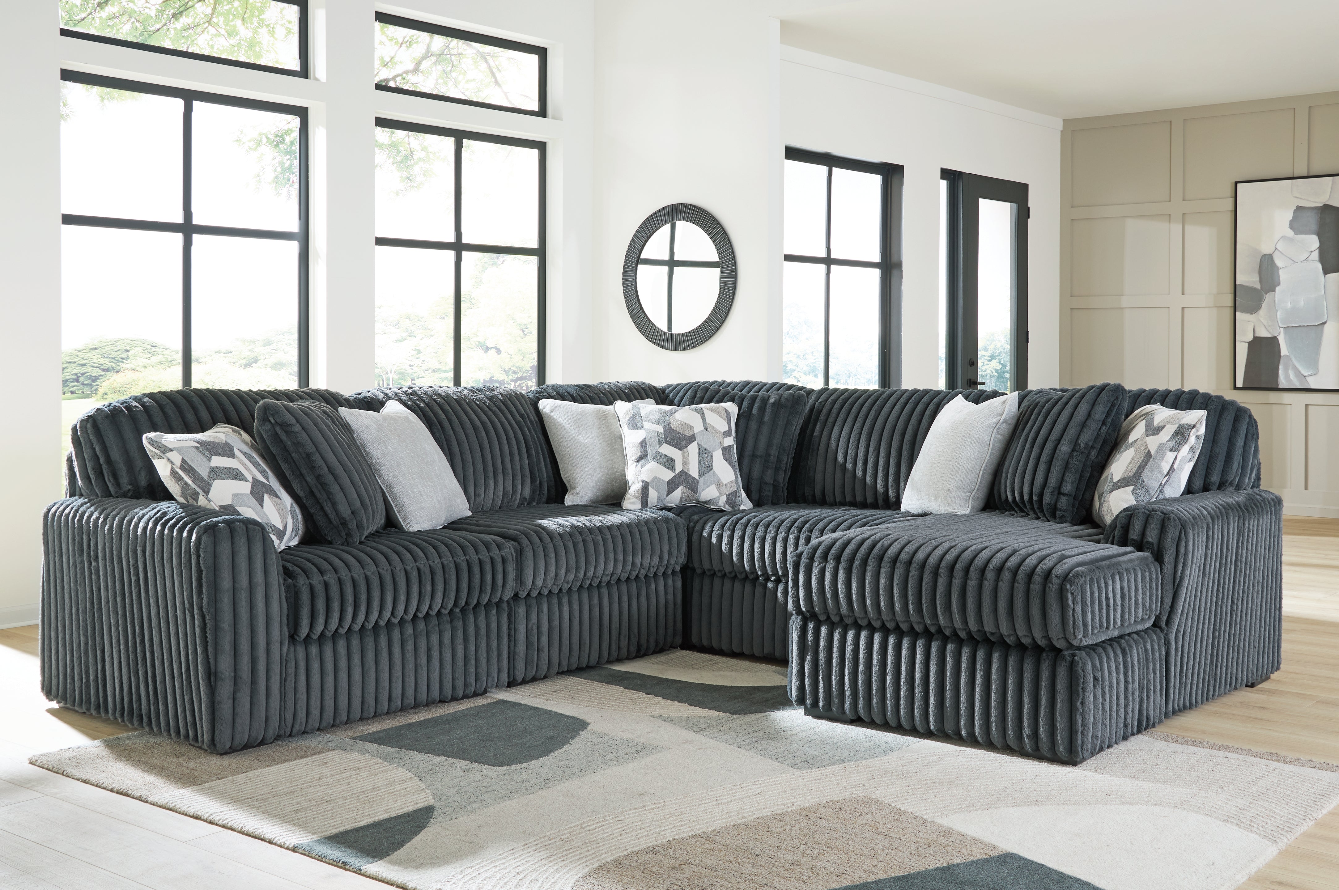 Ashley Midnight-Madness Gunmetal 5-Piece Sectional with Chaise
