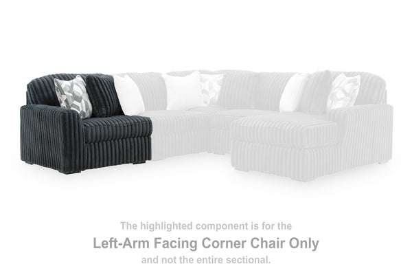 Midnight-Madness Gunmetal Left-Arm Facing Corner Chair