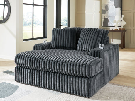 Midnight-Madness Gunmetal Oversized Chaise from Ashley - Luna Furniture