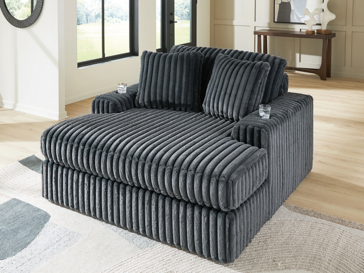 Midnight-Madness Gunmetal Oversized Chaise from Ashley Furniture - Luna Furniture