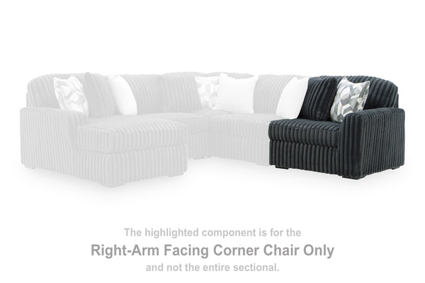 Midnight-Madness Gunmetal Right-Arm Facing Corner Chair