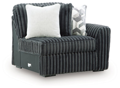 Midnight-Madness Gunmetal Right-Arm Facing Corner Chair from Ashley Furniture - Luna Furniture