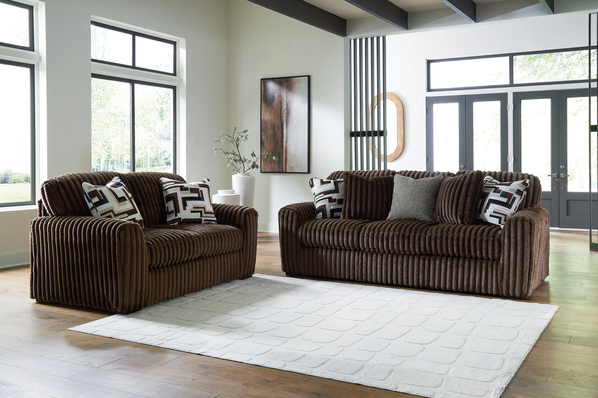Midnight-Madness Chocolate Sofa and Loveseat from Ashley Furniture - Luna Furniture