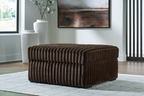 Midnight-Madness Chocolate Loveseat, Oversized Chaise and Ottoman from Ashley - Luna Furniture