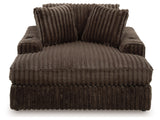 Midnight-Madness Chocolate Loveseat, Oversized Chaise and Ottoman from Ashley - Luna Furniture