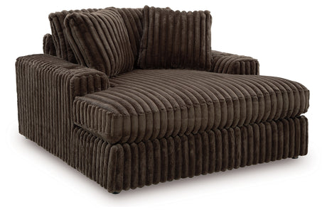 Midnight-Madness Chocolate Loveseat, Oversized Chaise and Ottoman from Ashley - Luna Furniture