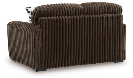 Midnight-Madness Chocolate Loveseat, Oversized Chaise and Ottoman from Ashley - Luna Furniture