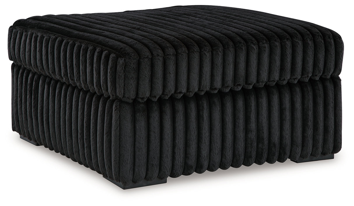 Midnight-Madness Onyx 3-Piece Sectional, Chaise and Oversized Accent Ottoman from Ashley - Luna Furniture