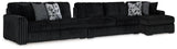 Midnight-Madness Onyx 3-Piece Sectional with Chaise from Ashley - Luna Furniture