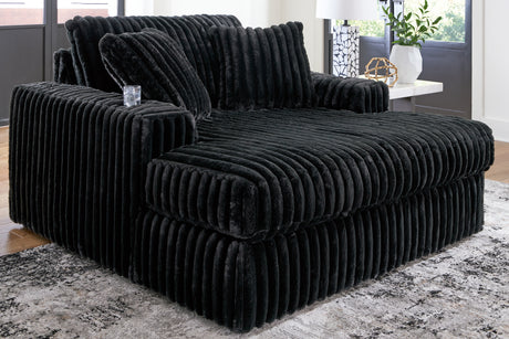 Midnight-Madness Oversized Chaise and Oversized Accent Ottoman from Ashley - Luna Furniture