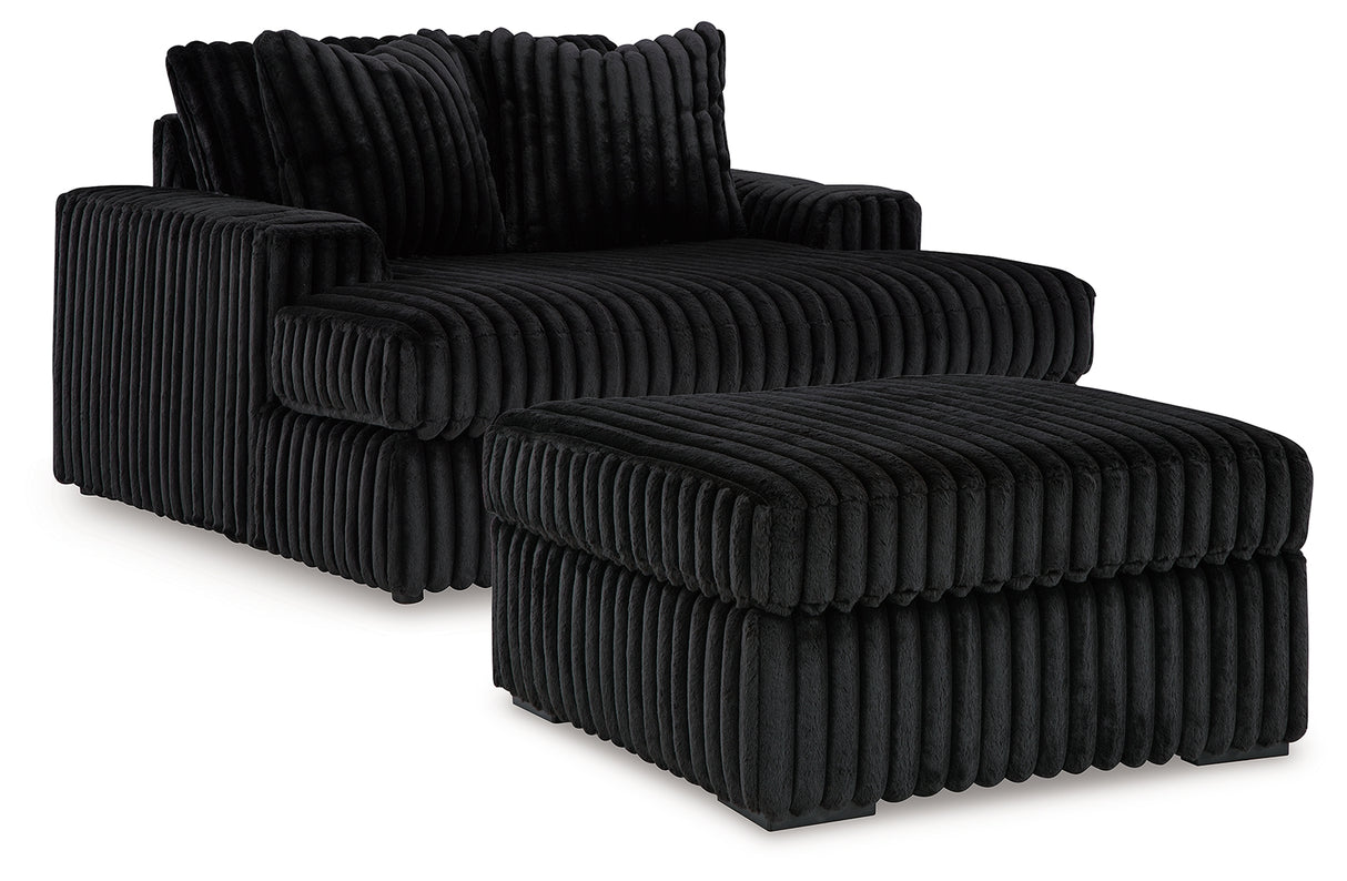 Midnight-Madness Oversized Chaise and Oversized Accent Ottoman from Ashley - Luna Furniture