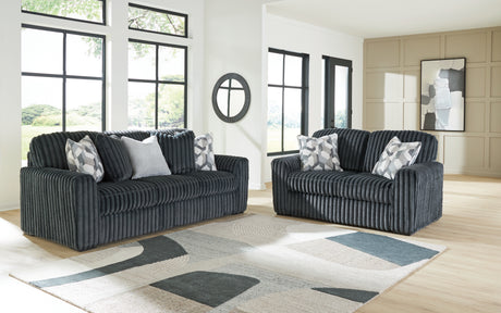 Midnight-Madness Gunmetal Sofa and Loveseat from Ashley Furniture - Luna Furniture