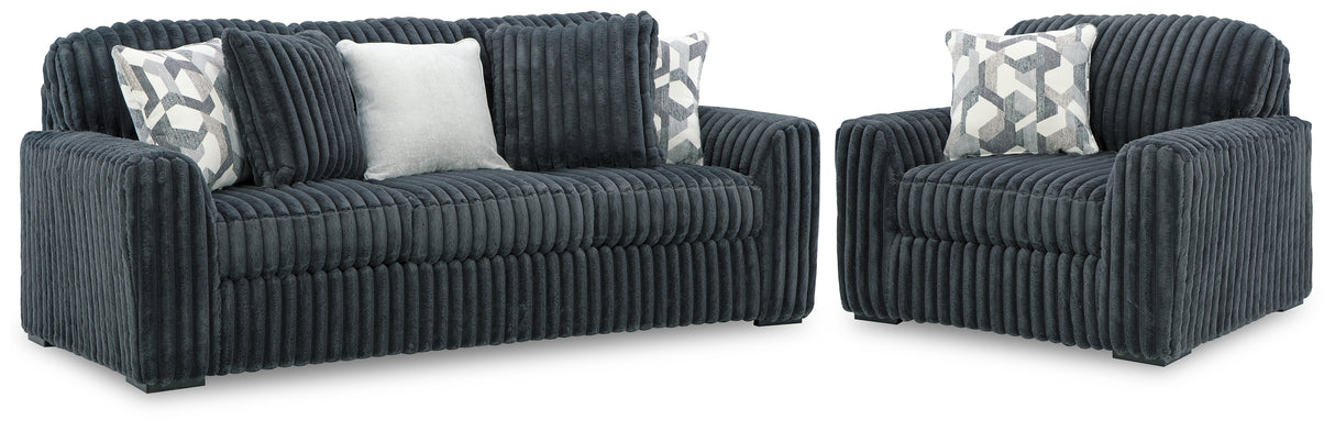 Midnight-Madness Gunmetal Sofa and Oversized Chair from Ashley Furniture - Luna Furniture