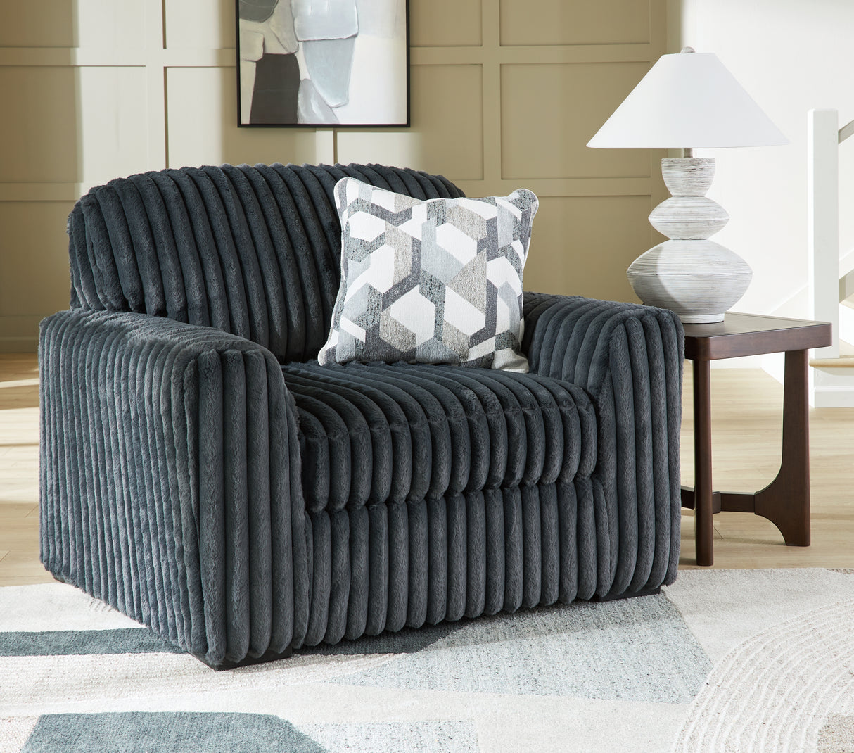 Midnight-Madness Gunmetal Sofa and Oversized Chair from Ashley Furniture - Luna Furniture