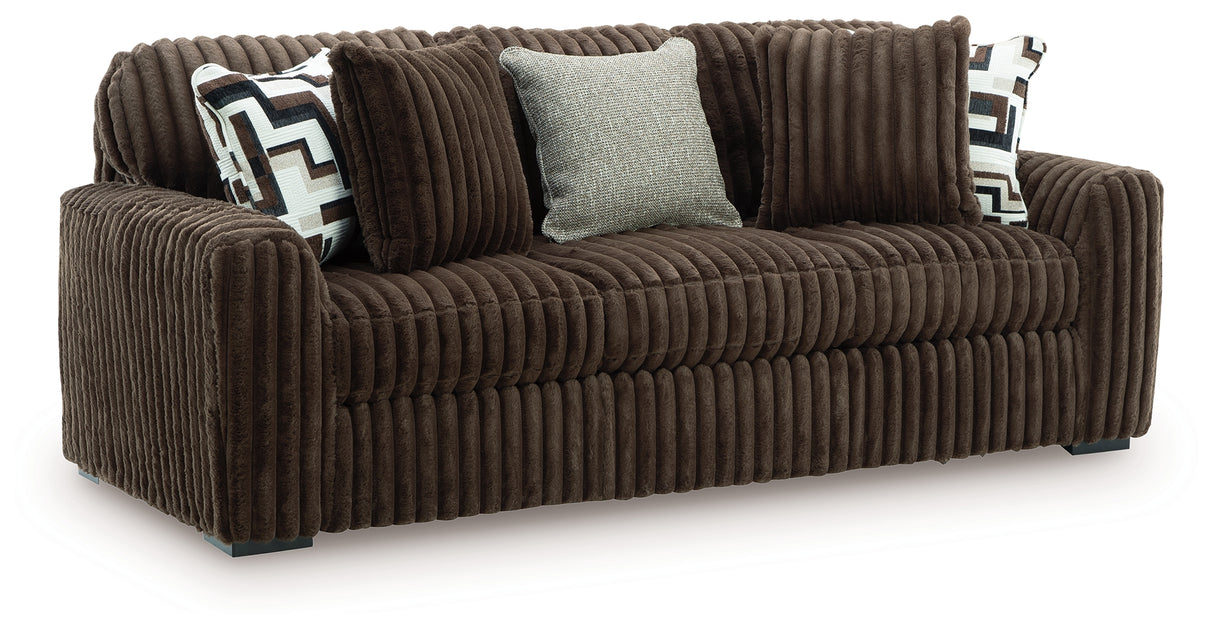 Midnight-Madness Chocolate Sofa, Loveseat and Oversized Accent Ottoman from Ashley - Luna Furniture