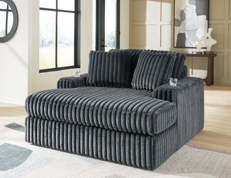 Midnight-Madness Gunmetal Sofa, Loveseat and Oversized Chaise from Ashley Furniture - Luna Furniture
