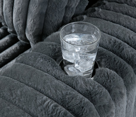 Midnight-Madness Gunmetal Sofa, Loveseat and Oversized Chaise from Ashley Furniture - Luna Furniture