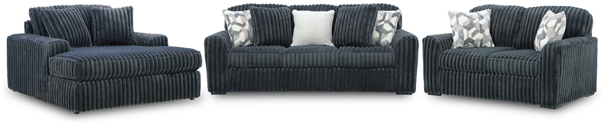 Midnight-Madness Gunmetal Sofa, Loveseat and Oversized Chaise from Ashley Furniture - Luna Furniture