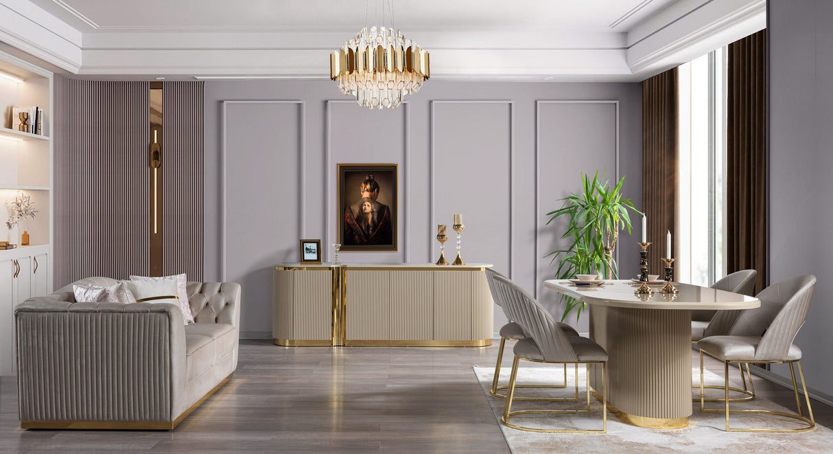 Milena Ivory 9-Piece Dining Set from Nova Furniture - Luna Furniture