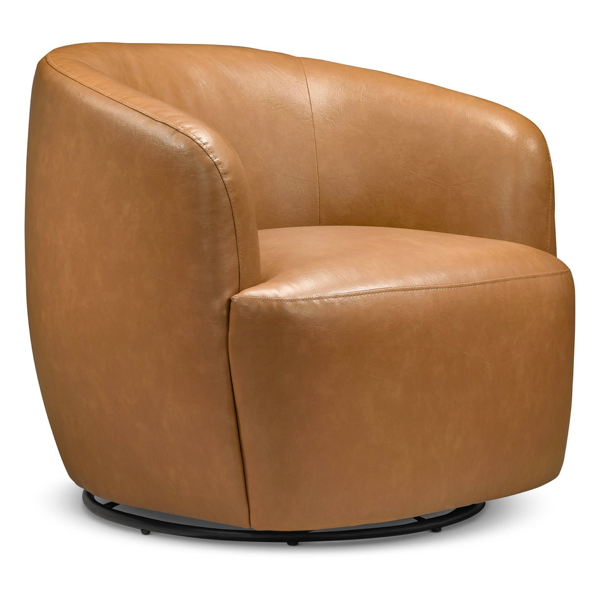 Mina Tan Vegan Leather Swivel Barrel Chair from Midinmod - Luna Furniture