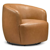 Mina Tan Vegan Leather Swivel Barrel Chair from Midinmod - Luna Furniture