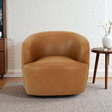 Mina Tan Vegan Leather Swivel Barrel Chair from Midinmod - Luna Furniture
