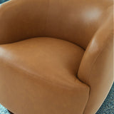 Mina Tan Vegan Leather Swivel Barrel Chair from Midinmod - Luna Furniture