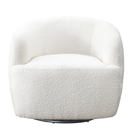 Mina White Boucle Swivel Chair from Midinmod - Luna Furniture