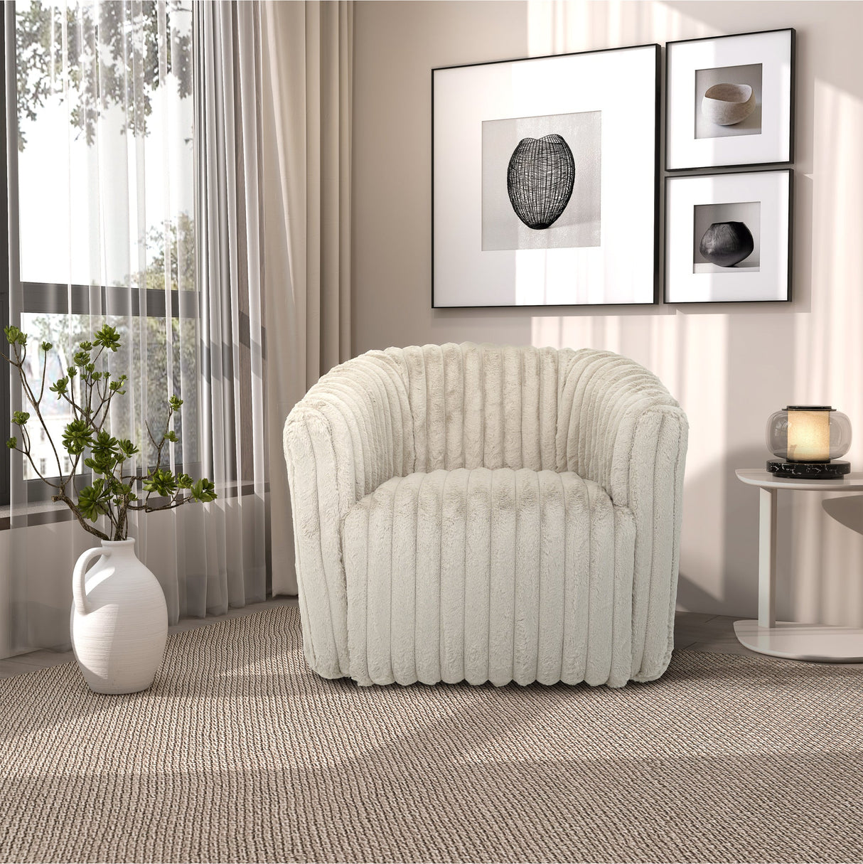 Mira Light Grey Velvet Swivel Chair from Ashcroft Furniture - Luna Furniture