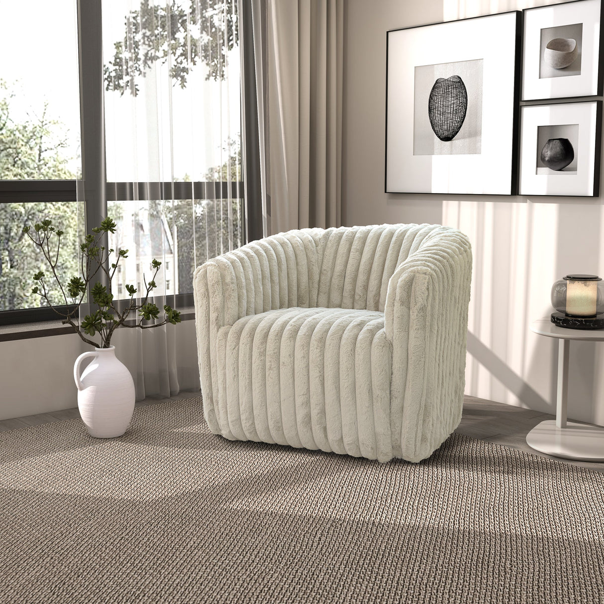 Mira Light Grey Velvet Swivel Chair from Ashcroft Furniture - Luna Furniture