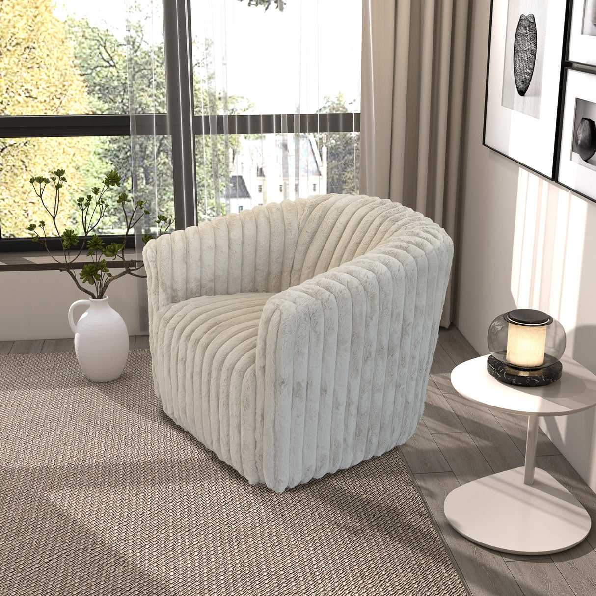 Mira Light Grey Velvet Swivel Chair from Ashcroft Furniture - Luna Furniture