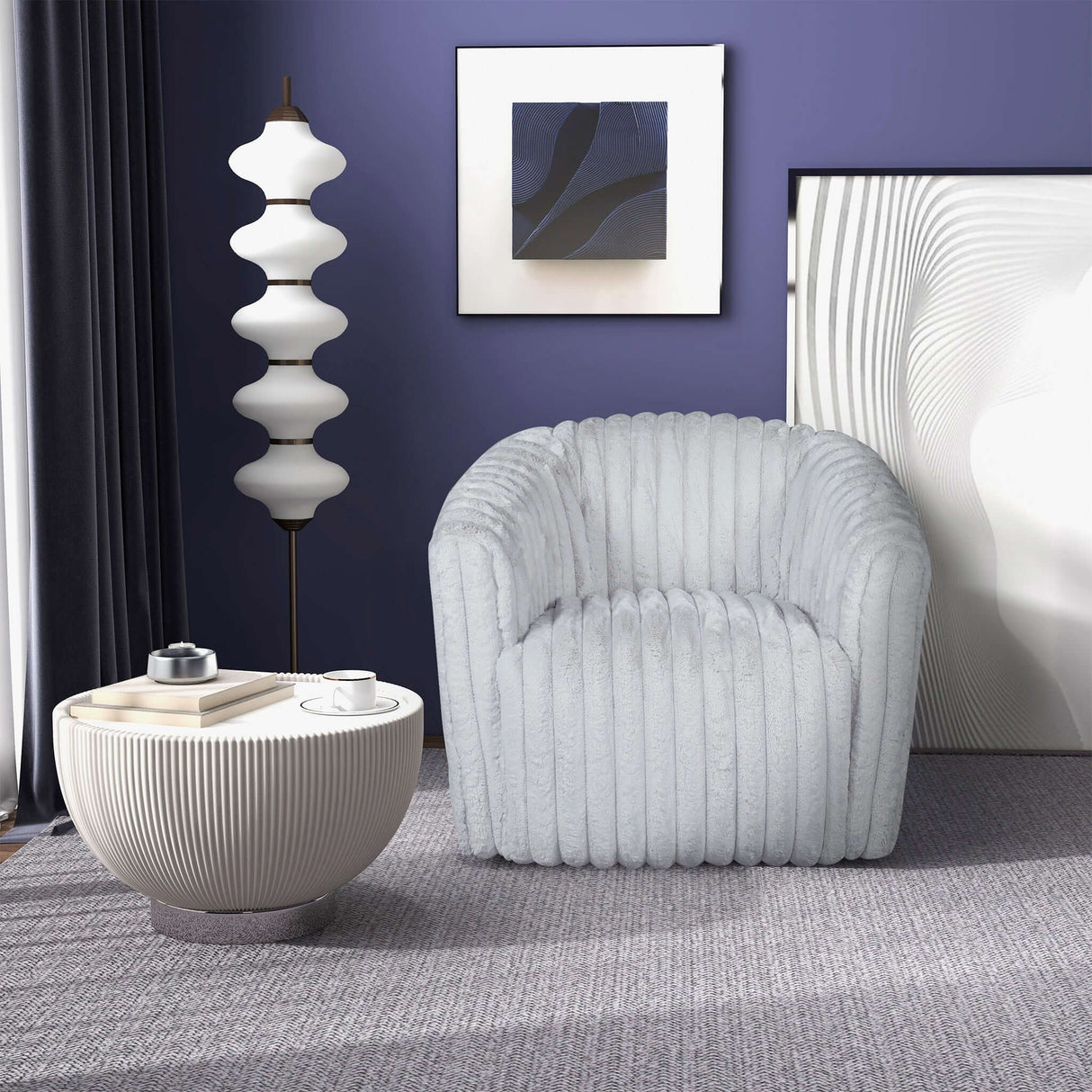 Mira Light Grey Velvet Swivel Chair from Midinmod - Luna Furniture