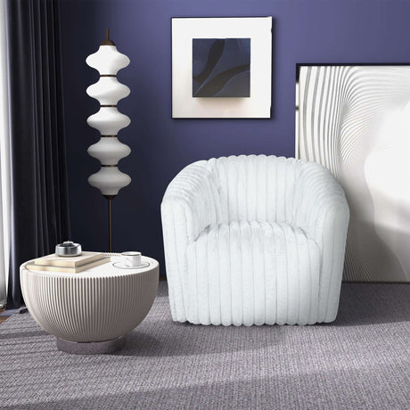 Mira White Velvet Swivel Chair from Midinmod - Luna Furniture