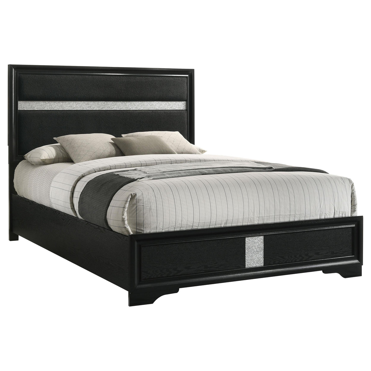 Miranda Black 55-inch Upholstered California King Panel Bed from Coaster - Luna Furniture