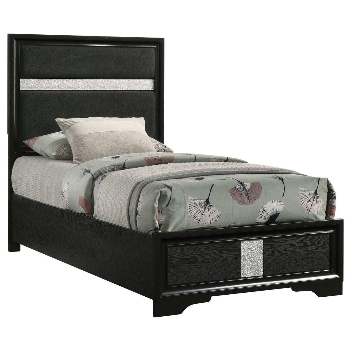 Miranda Black 55-inch Upholstered Twin Panel Bed from Coaster - Luna Furniture