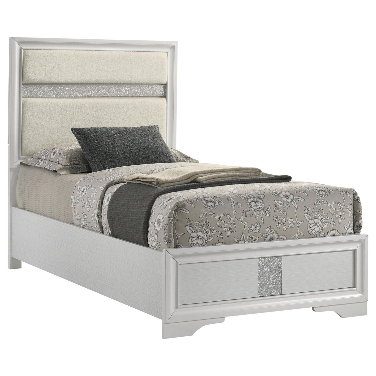 Miranda White 55-inch Upholstered Twin Panel Bed from Coaster - Luna Furniture