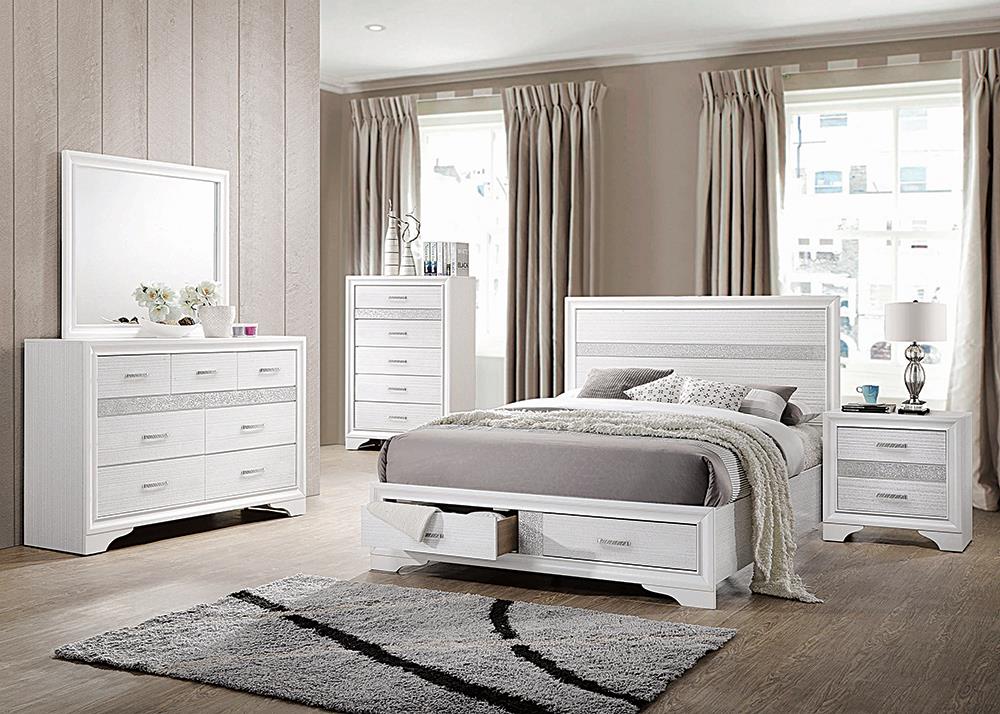 Miranda White Storage Platform Bedroom Set from Coaster - Luna Furniture