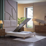 Mirante Cream King Lift Storage Bed from Bellona - Luna Furniture