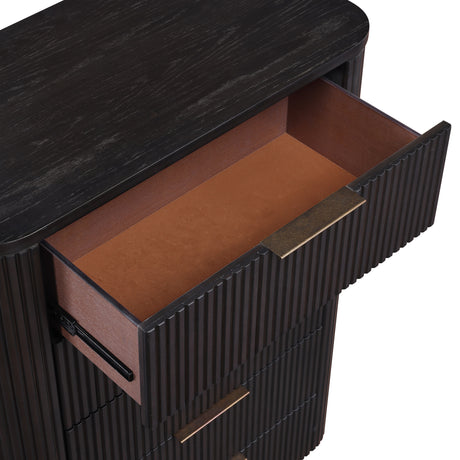 Henry Espresso 5-Drawer Reeded Chest from Steve Silver - Luna Furniture