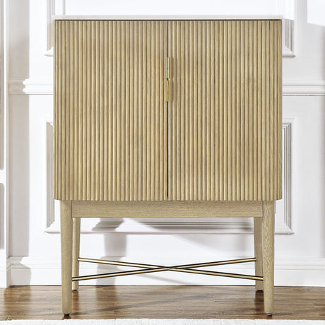 Vida Marble Top WIne Cabinet, Blonde Finish from Steve Silver - Luna Furniture