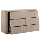 Henry 65″ 6-Drawer Reeded Dresser, Tan Finish from Steve Silver - Luna Furniture