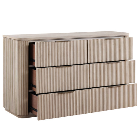 Henry Tan 65" 6-Drawer Reeded Dresser from Steve Silver - Luna Furniture